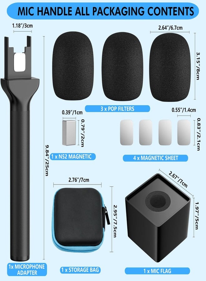 مقبض ميكروفون لكاميرات DJI/DJI Mini/3، حامل ميكروفون لميكروفونات Rode Wireless GO/Hollyland Lark/Lavalier، حامل ميكروفون مغناطيسي عالمي، حامل ميكروفون مع 3 فلاتر صوتية للتصوير المرئي، والمقابلات، والبودكاست، والتقارير - Image 4
