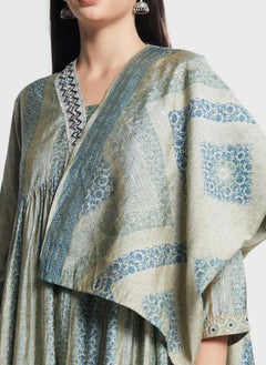 indya Printed Tiered Kurti With Dupatta & Pants Set  - Image 3