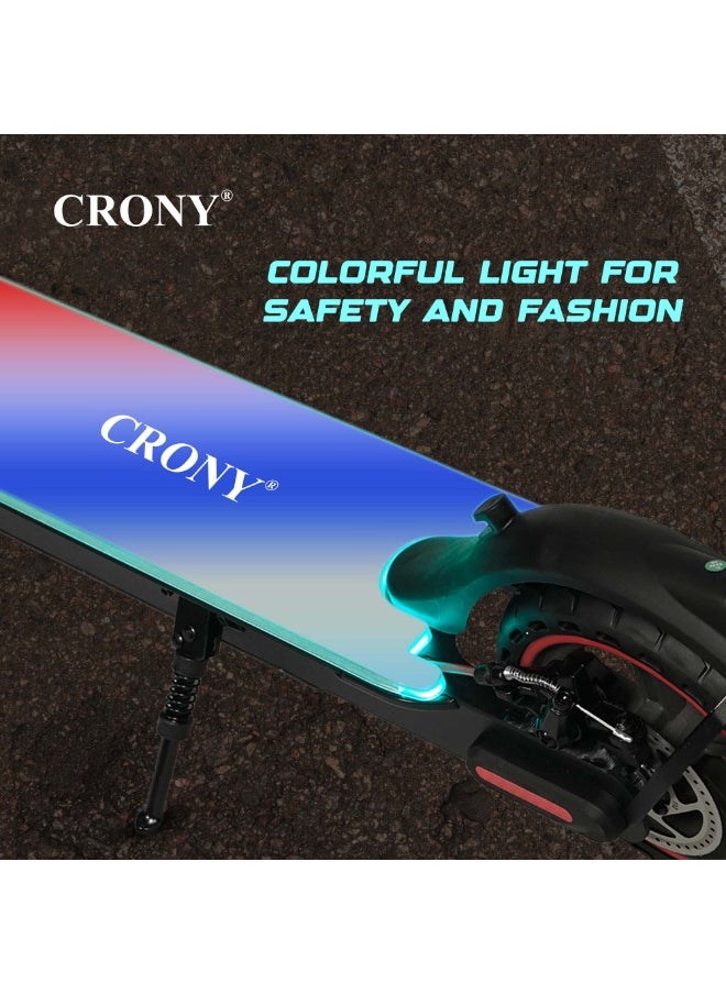 Crony M365 E-Scooter 250W Motor, 25-45KM/H Speed, 10-25KM Range, Front Suspension, 8"Durable Honeycomb Tires,Smart App Control,Aluminum Alloy Frame, 100KG Max Load, 36V/7.8AH Battery,Easy Folding, LED Light Base, Commuter Electric Scooter for Adults & Kids, Portable, Lightweight Design, Bluetooth Connectivity, Ideal for Daily Commute & Leisure Rides, 3-5 Hours Charging Time, Normal/Disc Brakes, IPX4 Waterproof, 7 Colors LED Deck Lights，Black  - Image 5