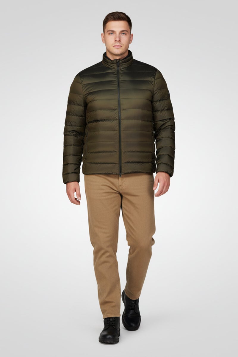 GEOX Men Quilted Puffer Jacket, Olive - Image 1