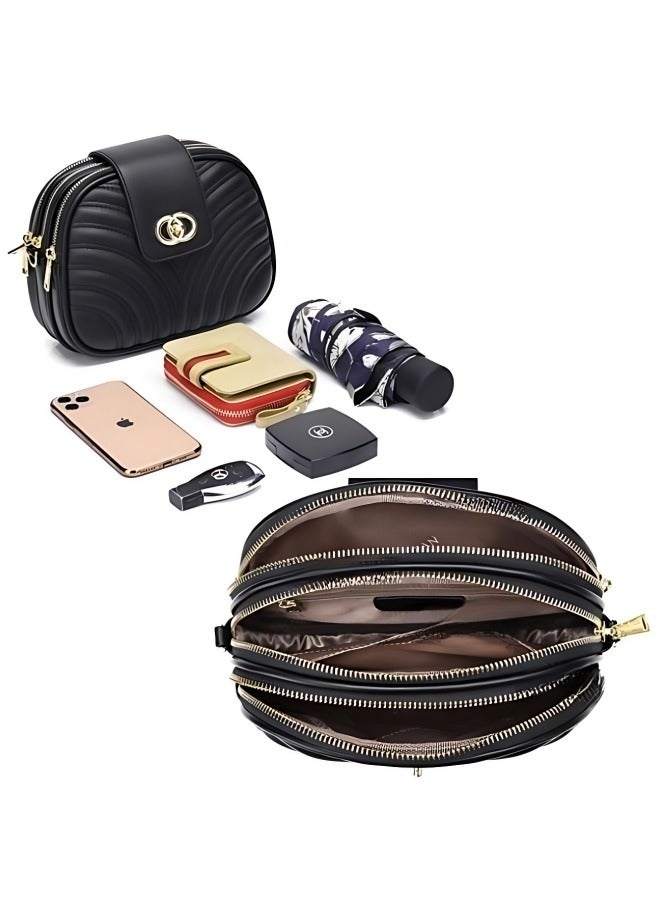 Women's PU Leather Shoulder Bag, Ladies Multi-pocket Crossbody Bag Side Bag Satchel Bag Beach Bag Card Holder, Large Capacity Portable Small Bag Mobile Phone Bag Carry Bag for Girls/College Students  - Image 4