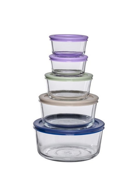 10-Piece High Quality Round Food Storage Set Multicolor 22.39 x 29.53 x 34.61 cm 14870L24