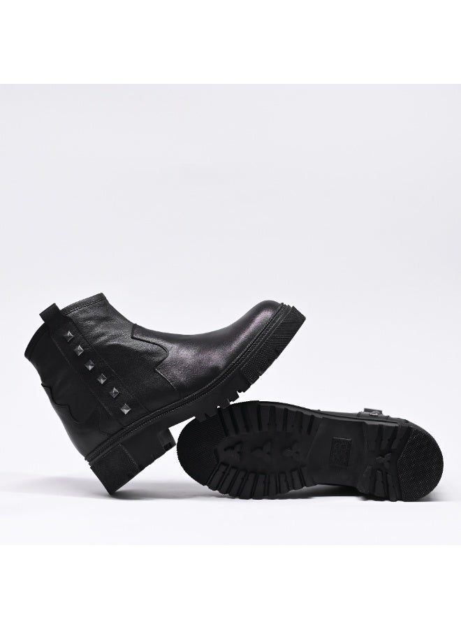 Levent Genuine Leather Half Boot For Women - Black - Image 2