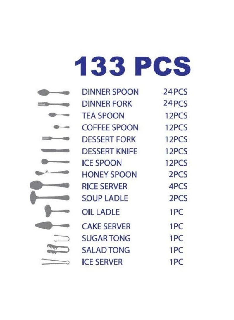 Arshia 133pcs Wooden Case Cutlery Set TM145GGS - Image 2
