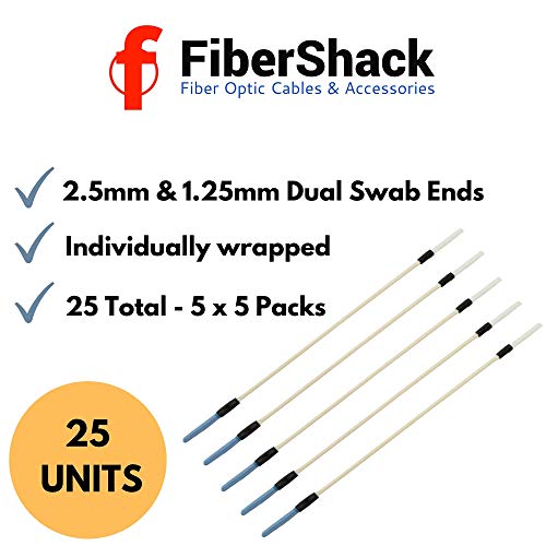 Fibershack - Fiber Optic Cleaning Sticks - 25 Pack - Universal 2.0mm & 2.5mm Dual Fiber Cleaner Swabs for ST/FC/SC & LC Fiber - Image 2