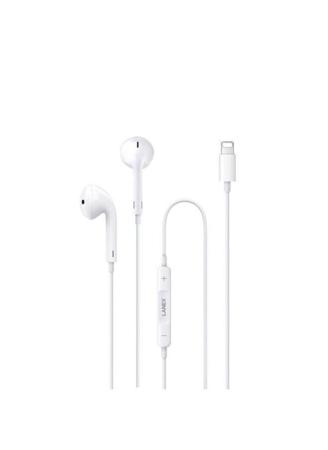 LANEX - LANEX LE06 LIGHTNING HD SOUND EARPHONE (ORIGINAL CHIP) - WHITE - Image 1