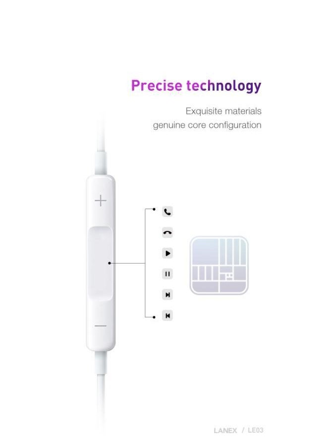 LANEX - LANEX LE06 LIGHTNING HD SOUND EARPHONE (ORIGINAL CHIP) - WHITE - Image 1