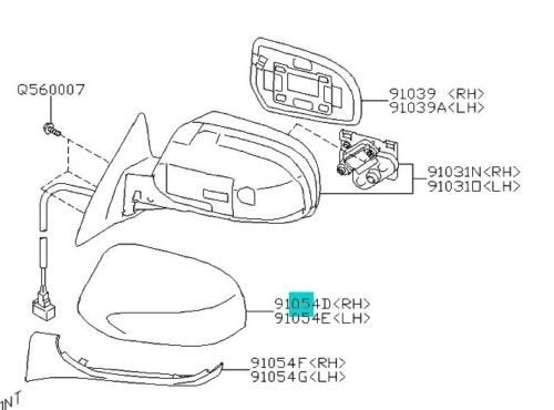 Subaru Heated Outside Mirror Cap Passenger RH Side for 2010 Legacy Outback 91054AJ08A Genuine OEM - Image 4