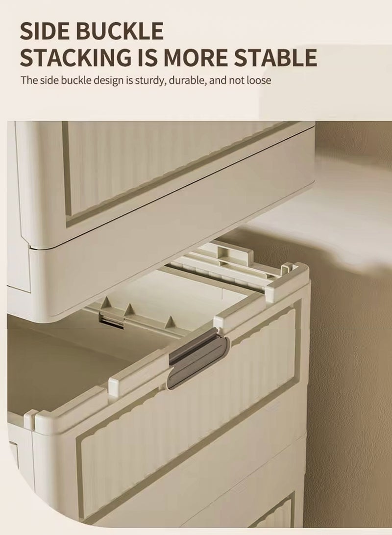 دي بلو خزانة ملابس محمولة للأطفال مع تعليق، خزانة تخزين بلاستيكية قابلة للتكديس بأبواب شفافة، منظم ملابس للأطفال قابل للطي بتصميم آمن للأطفال، مكعبات لغرف النوم وغرف اللعب والحضانات - Image 4