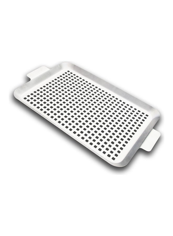 NIBEMINENT Stainless Steel Grade Grill Pan Silver 42.00x1.50x25.00cm - Image 1