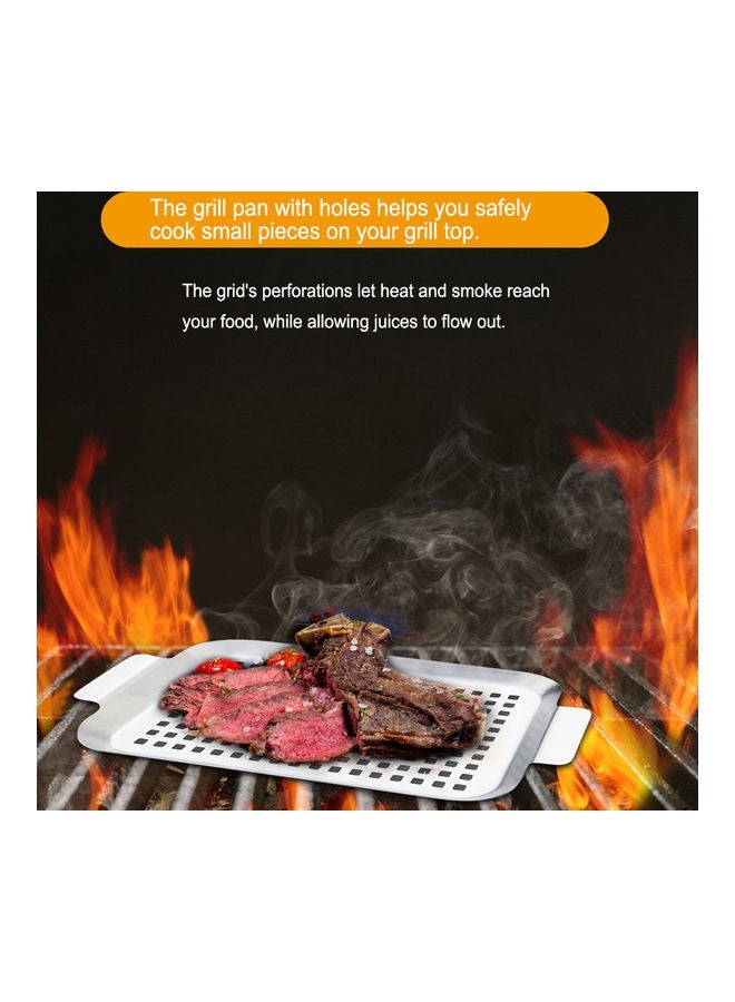 NIBEMINENT Stainless Steel Grade Grill Pan Silver 42.00x1.50x25.00cm - Image 3