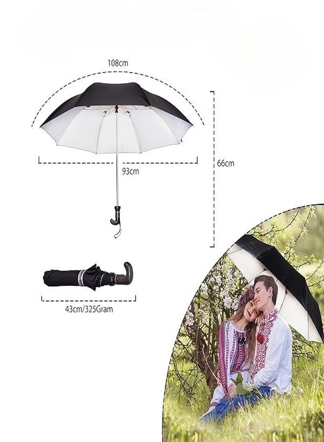 AYUNIX 2-Fold Travel Umbrella - Windproof Compact Black Umbrella for Men & Women - Lightweight, Automatic Open & Close - Portable & Durable for Rain and Sun Protection - Image 4