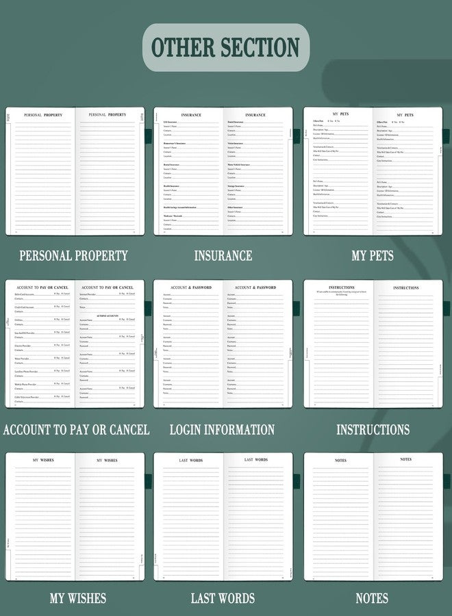 JUBTIC End of Life Planner, Estate Planning Organizer, Death Planner with Labels, Just in Case I Die Book Organizer, Will Preparation, Funeral Planning, Final Arrangements Notebook (5.6 * 8.5”)-Dark Green - Image 5