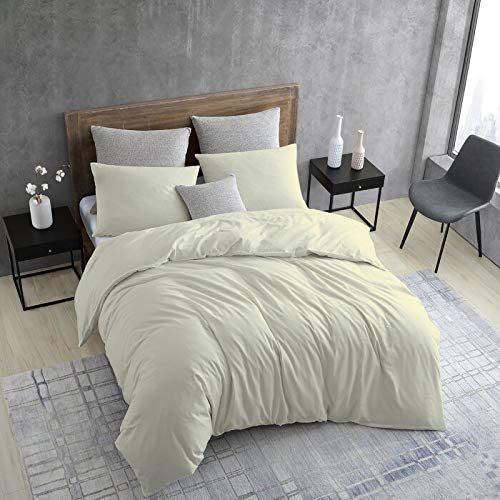 BALAJI EXPORT Rajai Cover 3 Piece 1 Duvet Cover 2 Pillow Cover Luxurious Duvet Cover Set with Zipper Blanket CoverComforter Cover100 Egyptian Cotton600 Thread Count King Size Ivory Solid - Image 1