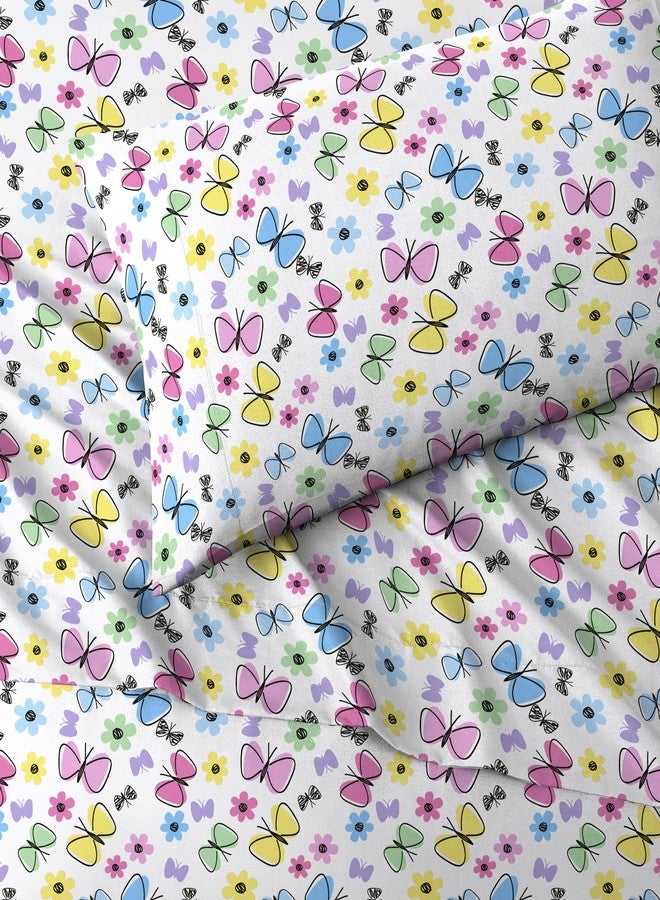 dream FACTORY Kids Sheet Set Lightweight Microfiber Bed Sheets Super Soft Easy Wash Cozy Bedding 10” Pocket - Twin, Purple Sweet Butterfly - Image 4