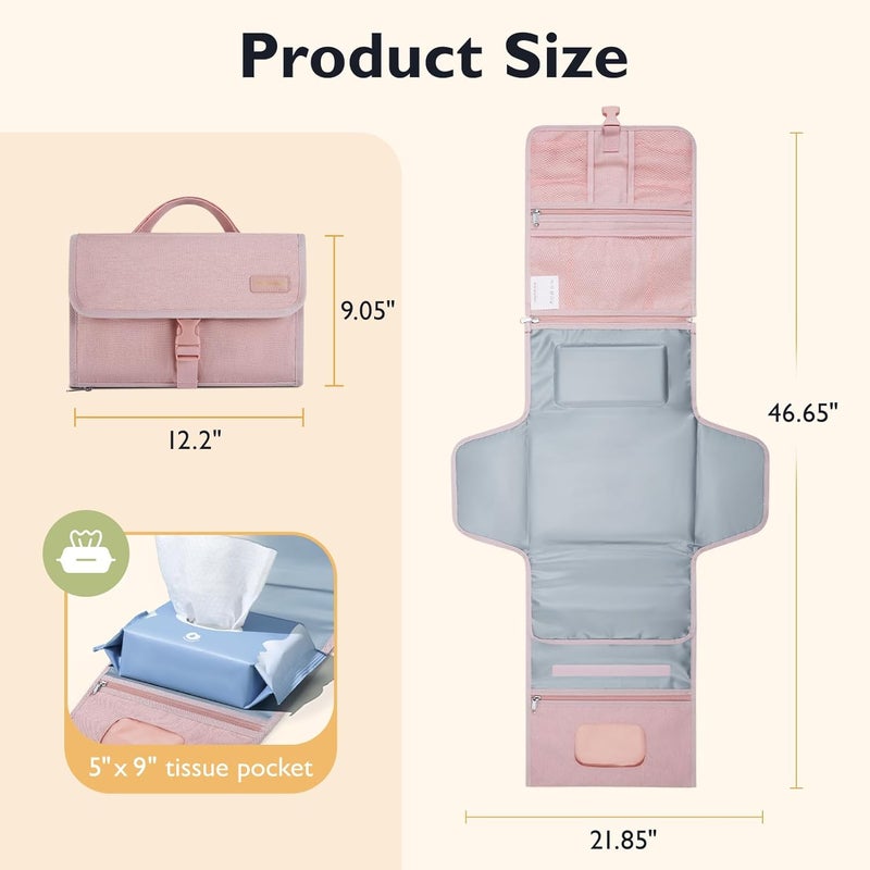 mommore Portable Changing Pad for Newborn Expandable Diaper Changing Pad with Wipes Pockets Water Resistance Baby Changing Pad for Travel Shopping Shower Gifts - Image 2