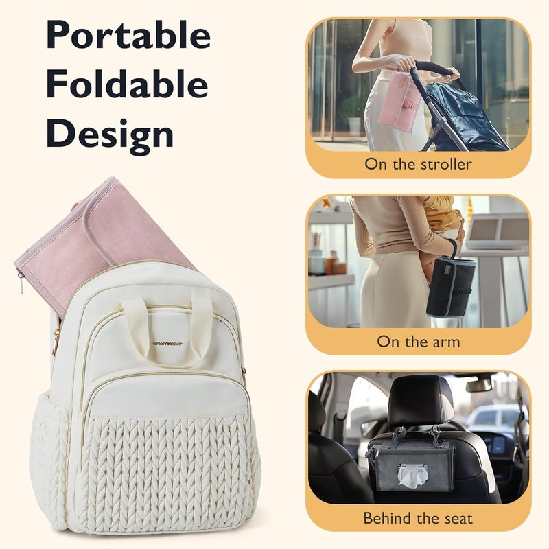 mommore Portable Changing Pad for Newborn Expandable Diaper Changing Pad with Wipes Pockets Water Resistance Baby Changing Pad for Travel Shopping Shower Gifts - Image 3