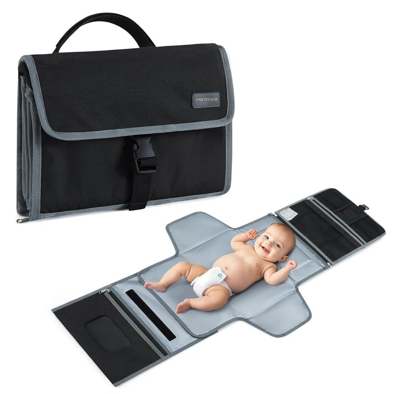 mommore Portable Changing Pad for Newborn Expandable Diaper Changing Pad with Wipes Pockets Water Resistance Baby Changing Pad for Travel Shopping Shower Gifts - Image 1