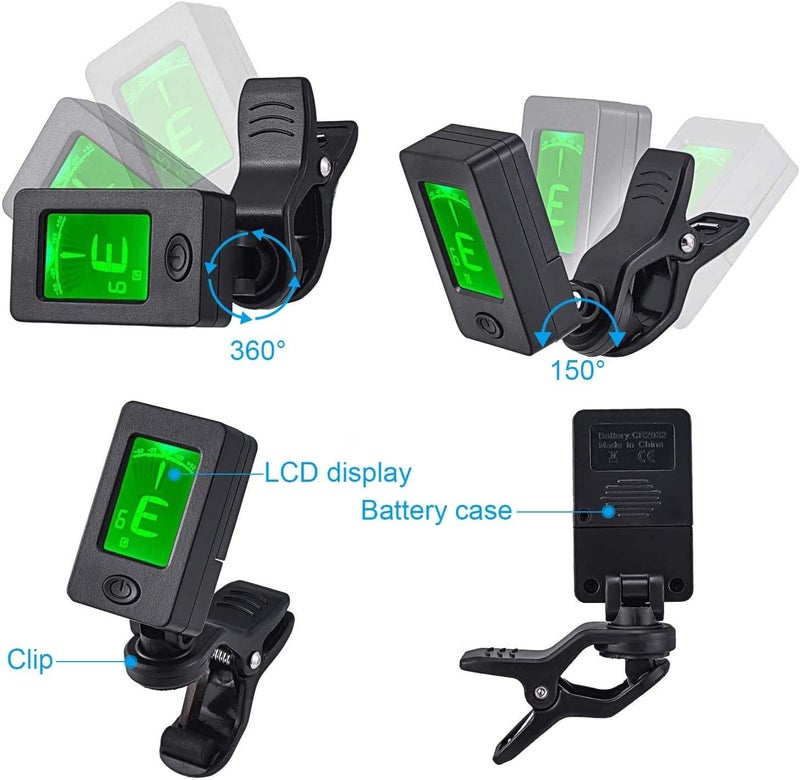 FESTRA RBT02 Clip-On Tuner Digital Electronic Tuner Acoustic with LCD Display for Guitar, Bass, Violin, Ukulele - Image 4