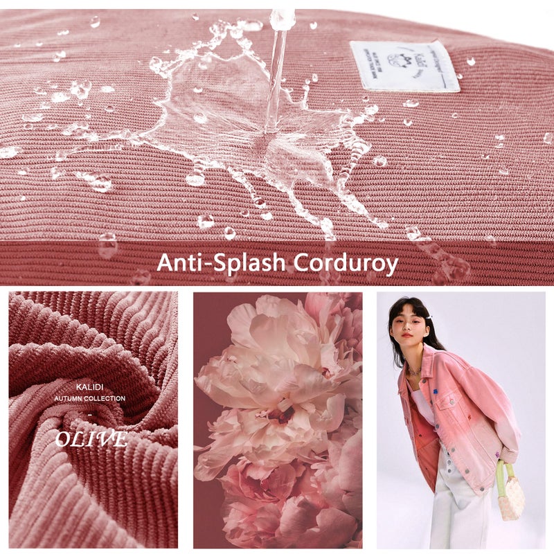 KALIDI Corduroy Tote Bag, Large Messenger Bag Shoulder Hobo Anti Splash Crossbody Zipper Bag Casual Work Shopping Women (Pink) - Image 4