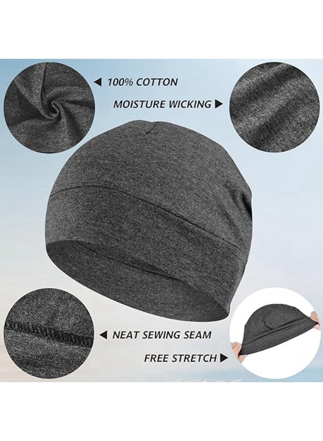 JCD Cotton Skull Caps Beanie 2-Pack for Men Women - Lightweight Breathable Night Sleep Hat Helmet Liner - Image 2