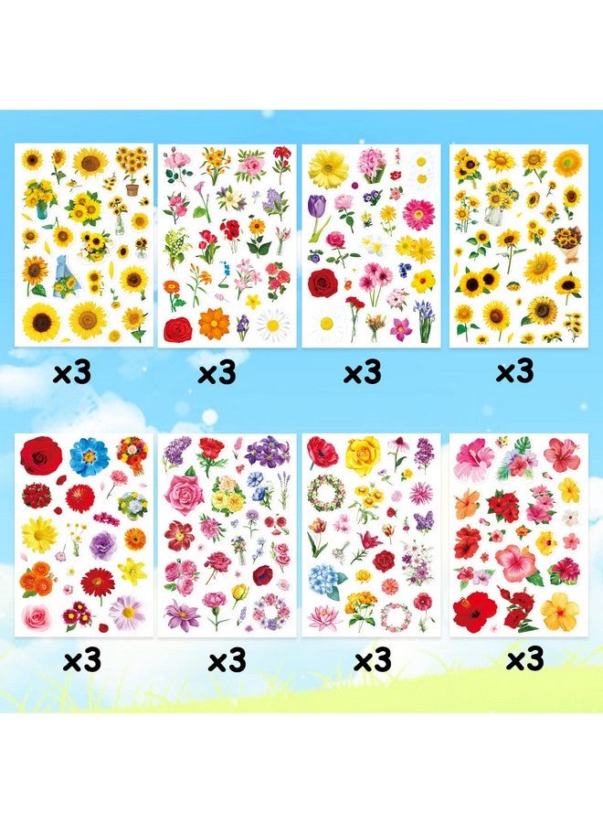 Omlisca Flowers Floral Stickers 650 Pieces Summer Spring Rose Sunflower Hibiscus Stickers Vinyl Stickers For Water Bottle Scrapbook Envelope Laptop Mother'S Day Tea Party Gifts Bags School Classroom Rewards - Image 5