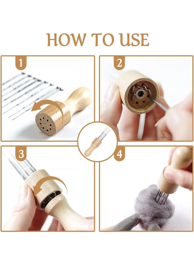 Soofam 36Pcs Wool Felting Needle Tools, 3 Sizes Felting Needles Kit with Wooden Handle, Ideal for Beginners or Professionals - Image 3