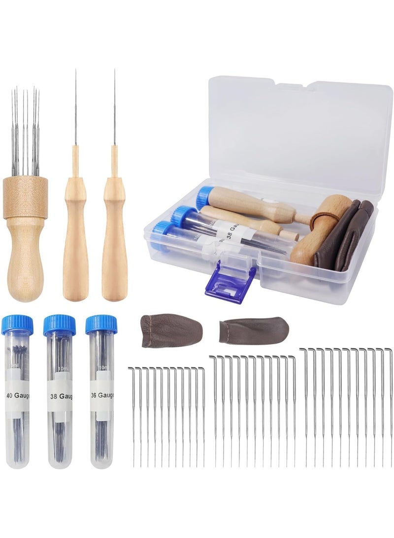 Soofam 36Pcs Wool Felting Needle Tools, 3 Sizes Felting Needles Kit with Wooden Handle, Ideal for Beginners or Professionals - Image 1