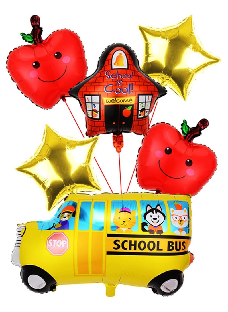 Back to School Balloons School Bus Balloons Apple Balloons for Back to School First Day of School Decorations Supplies 6 Pack