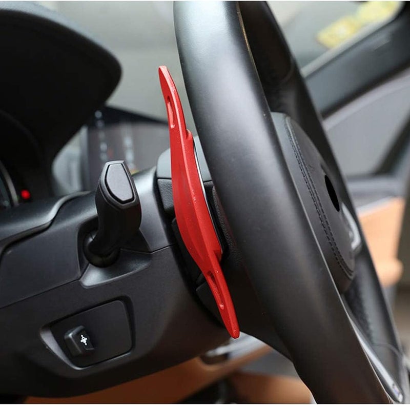 SANRILY Steering Wheel Paddle Shifter Extension for Mercedes Benz 2015-up AMG CLA45 C63 C43, 2016-up AMG E63 E53 E43 - Red - Image 4