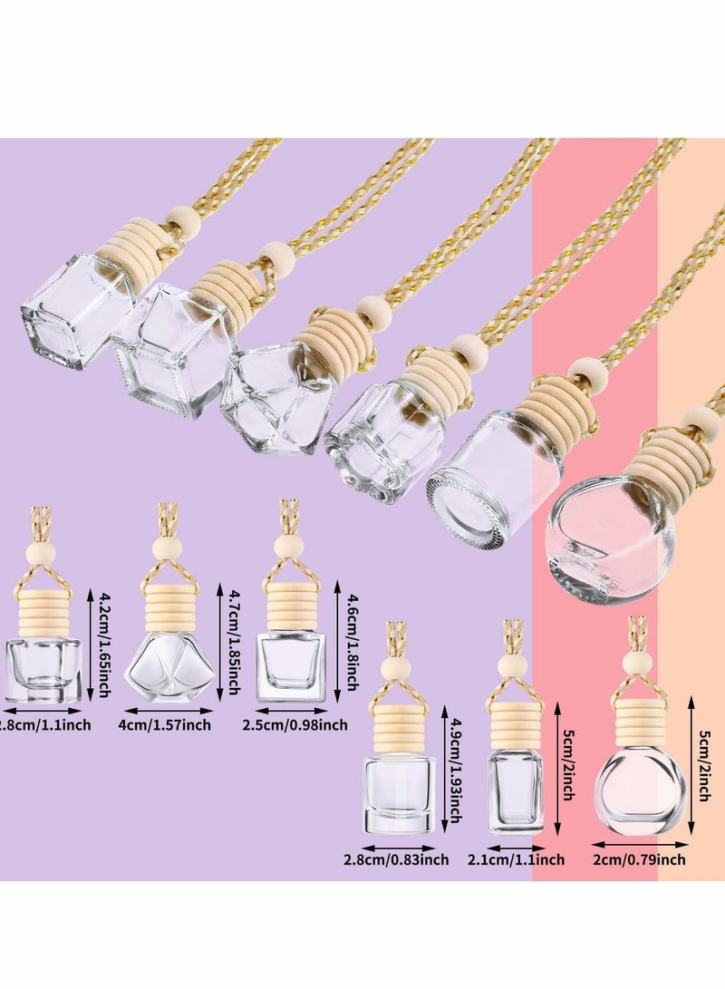 Y&D Car Air Freshener Perfume Bottle Empty Refillable Hanging Diffuser Pendant Essential Oil Fragrance Aromatherapy Decor (12 Pcs, Assorted Style) - Image 2