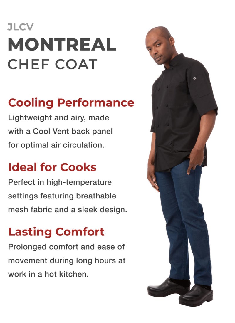 Chef Works معطف الطهاة للرجال من شيف ووركس مونتريال بفتحات تهوية، أسود، صغير - Image 2