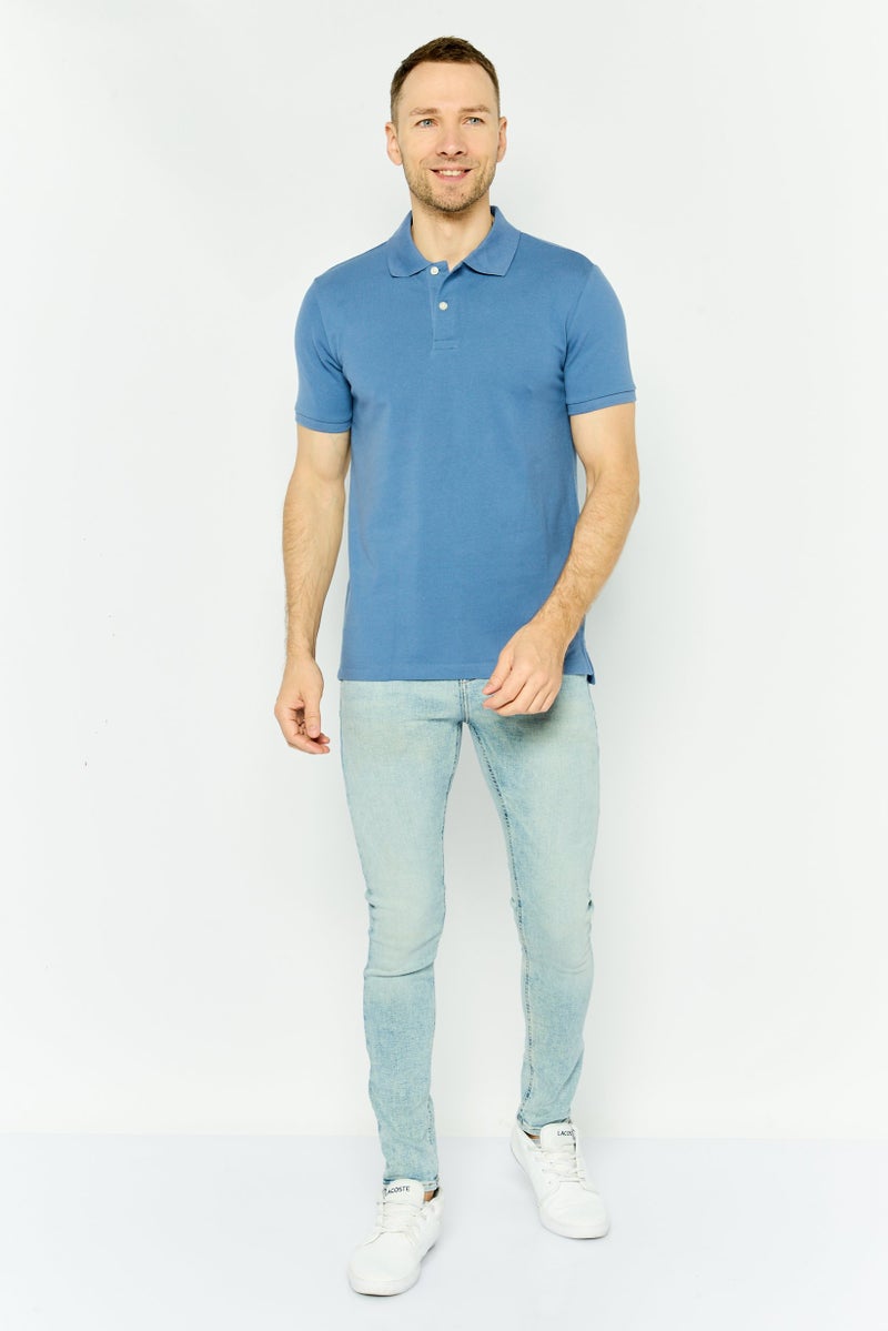 GAP قميص بولو قصير الأكمام للرجال بتصميم عادي، أزرق رمادي - Image 4