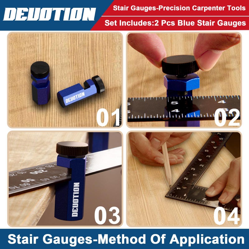 DEUOTION Stair Gauges for Framing Square - Precision Carpenter Tools for Accurate Cuts, Speed Square Framing Jig, Circular Saw Guide for Framing Square Support - Image 5