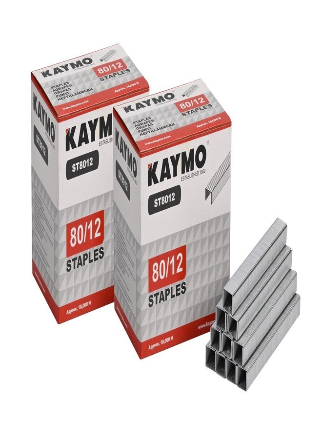 Kaymo ST8012 Staples | 12mm Length | Pack of 2 (20,000 Pins) | For Upholstery, DIY, Woodworking