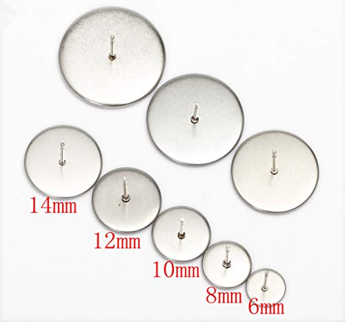 Chunney 40 Pcs Stainless Steel Stud Earring Cabochon Setting Post Cup Fit for 10mm,80 Pcs Earring Backs (fit for 10mm) - Image 3
