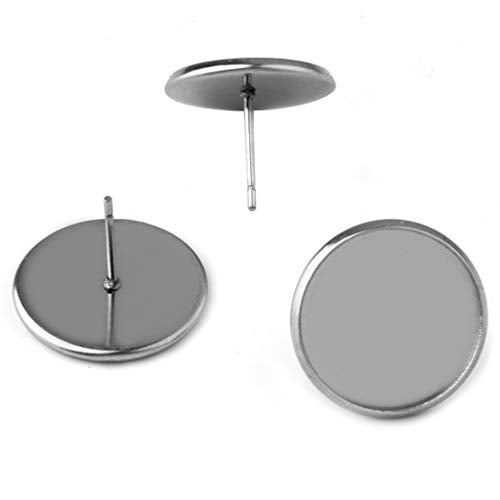 Chunney 40 Pcs Stainless Steel Stud Earring Cabochon Setting Post Cup Fit for 10mm,80 Pcs Earring Backs (fit for 10mm) - Image 2