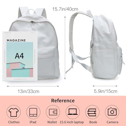 Zicac Unisex DIY Canvas Backpack Daypack Satchel Backpack(Natural White) - Image 3