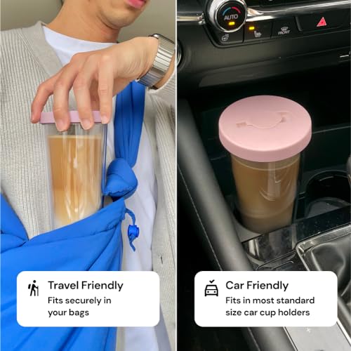 Dodoko Reusable Boba Cup and Straw Boba Tea Cup Bubble Tea Cup Reusable Iced Coffee Cup Cold Coffee Cup Smoothie Cup with Lid and Straw Smoothie Cup to go Smoothie Tumbler 17 oz - Bubble Pink - Image 5