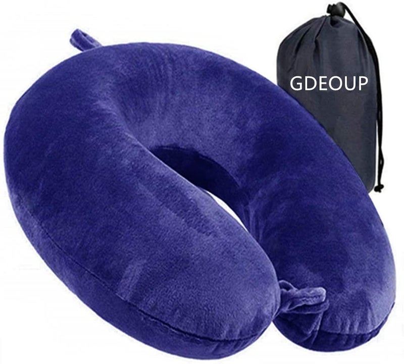 GDEOUP Travel Pillow  Memory Foam Neck Pillow Support PillowLuxury Compact  Lightweight Quick Pack for CampingSleeping Rest Cushion Navy Blue