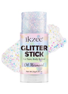 IKZEE Body Glitter Gel Stick for Women & Girls Easy to Apply & Remove Festival Glitter Liquid Eyeshadow Mermaid Sequins Chunky Glitter Gel Cosmetic for Body Face Hair Nails Makeup No.04  - Image 1