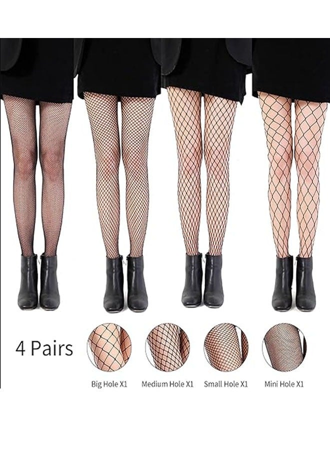 ZCM-HAPPY 4 Pairs Women Fishnet Stockings Tights Pantyhose Thigh High west fish net Stockings - Image 1