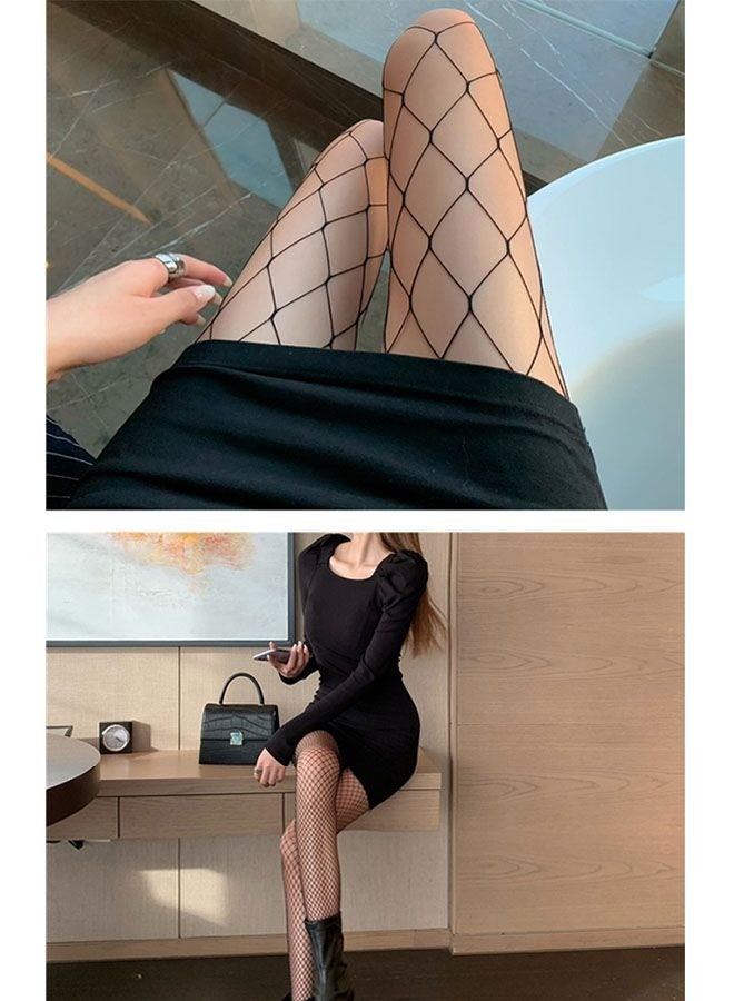 ZCM-HAPPY 4 Pairs Women Fishnet Stockings Tights Pantyhose Thigh High west fish net Stockings - Image 3