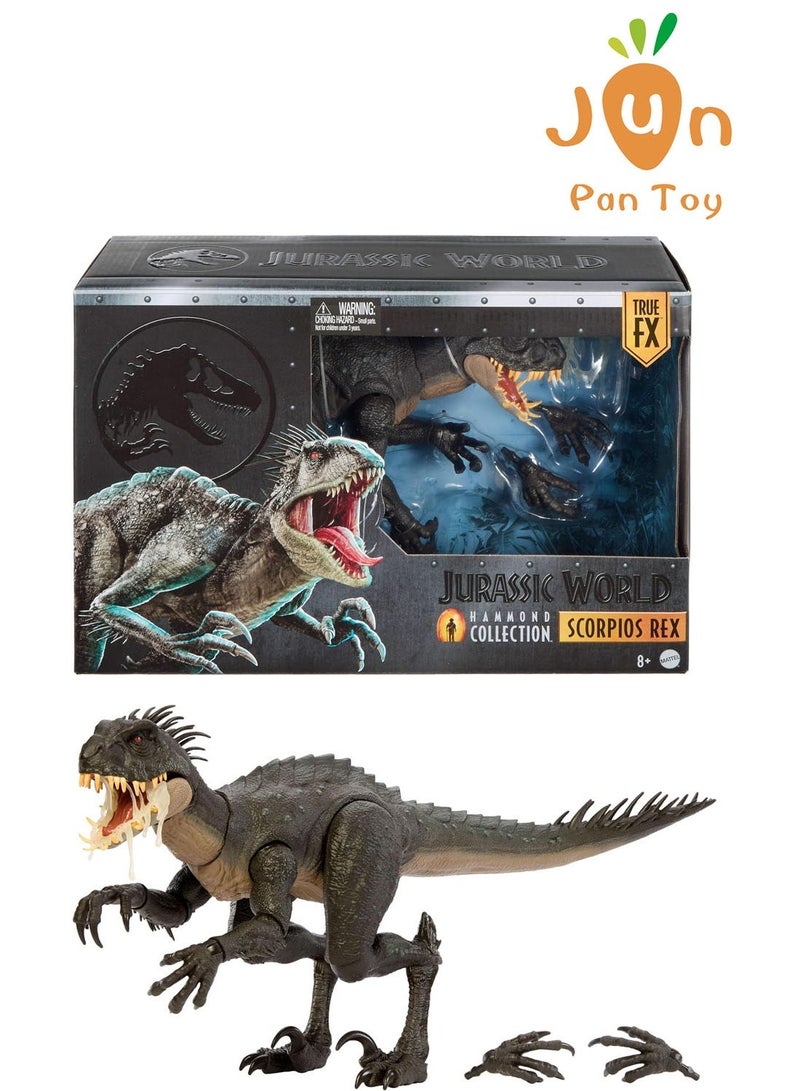 JURASSIC WORLD Original Mattel Jurassic World Hammond Collection Scorpios Rex Dinosaur Action Figure True FX Articulated Toy Collectible Model Gift For Kids Dinosaur Fan Boy Girl - Image 1