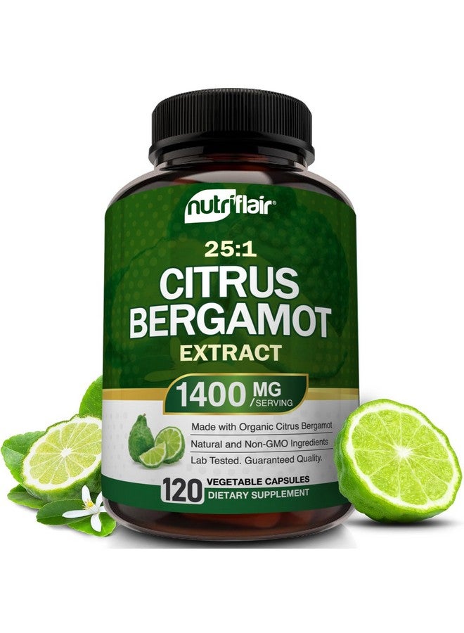 NutriFlair Organic Citrus Bergamot 1400mg, 120 Capsules - 25:1 Citrus Bergamia - Essential Oil and Citrus Bioflavonoids - Natural Heart Health Supplements for Women and Men - Non-GMO Pills - Image 1