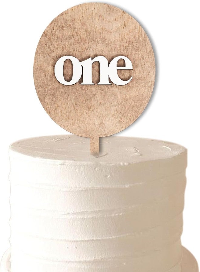 MUWEOL One Cake Topper - غطاء كعكة خشبي لعيد الميلاد الأول، ديكور عيد الميلاد الأول - Image 1