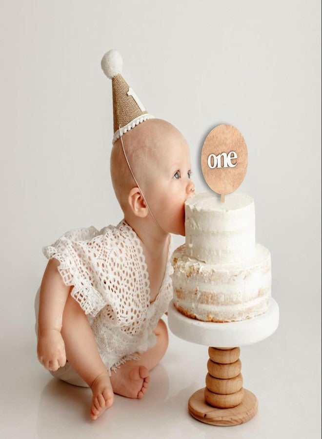 MUWEOL One Cake Topper - غطاء كعكة خشبي لعيد الميلاد الأول، ديكور عيد الميلاد الأول - Image 4