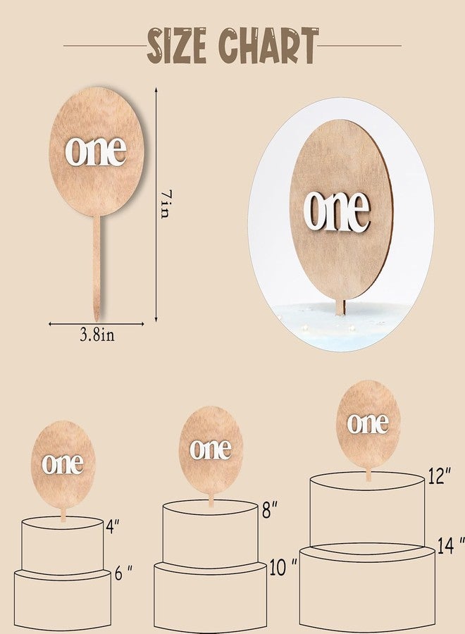 MUWEOL One Cake Topper - غطاء كعكة خشبي لعيد الميلاد الأول، ديكور عيد الميلاد الأول - Image 2