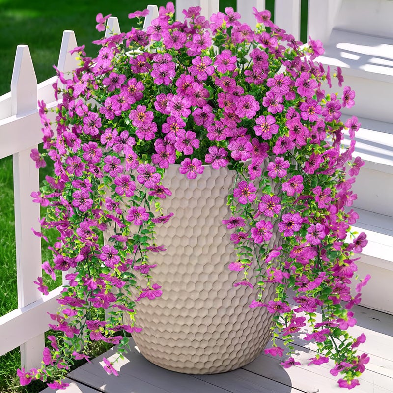 Ammyoo Artificial Hanging Flowers for Outdoors Artificial Plants Spring Summer Decoration, 2 Pack Silk Colorful Daisy Realistic Fake Outdoor Flowers UV Resistant Porch Patio Window Yard Decor(Purple) - Image 1