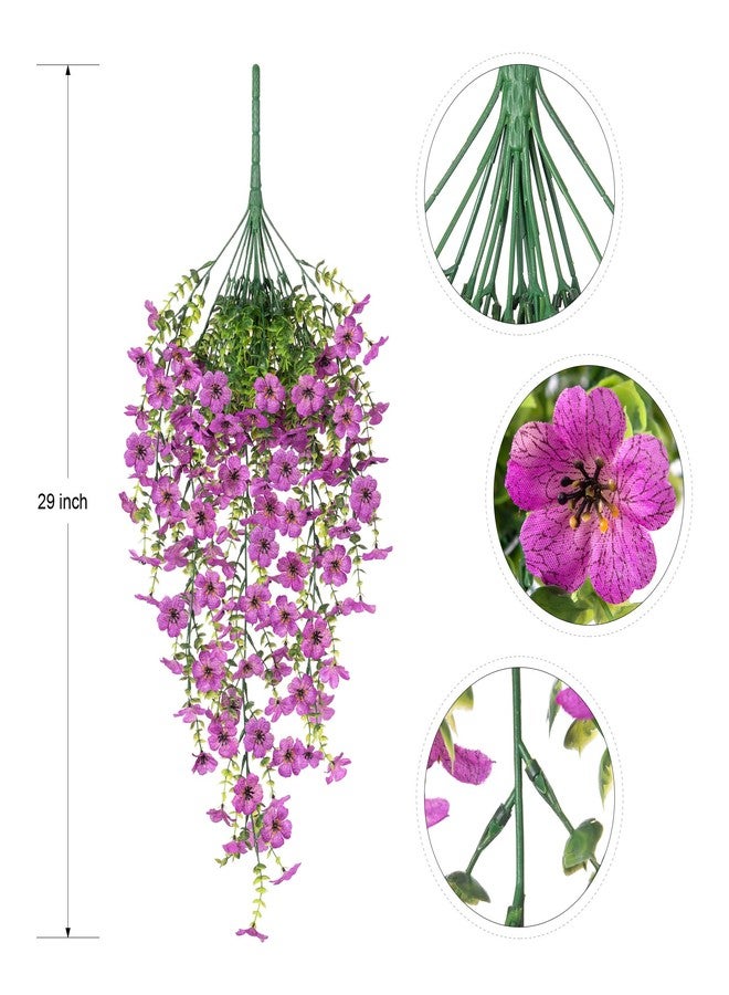 Ammyoo Artificial Hanging Flowers for Outdoors Artificial Plants Spring Summer Decoration, 2 Pack Silk Colorful Daisy Realistic Fake Outdoor Flowers UV Resistant Porch Patio Window Yard Decor(Purple) - Image 5